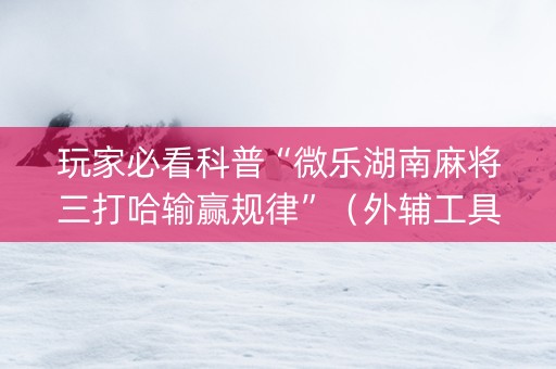 玩家必看科普“微乐湖南麻将三打哈输赢规律”（外辅工具)