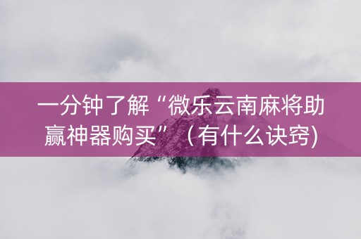 一分钟了解“微乐云南麻将助赢神器购买”（有什么诀窍)