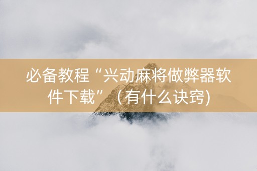 必备教程“兴动麻将做弊器软件下载”（有什么诀窍)