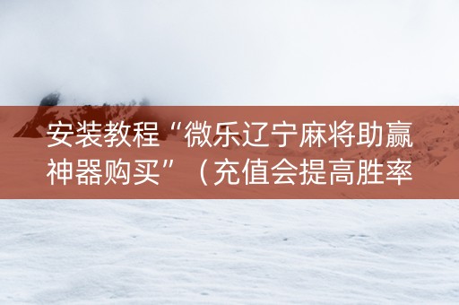 安装教程“微乐辽宁麻将助赢神器购买”（充值会提高胜率么)