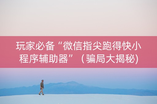 玩家必备“微信指尖跑得快小程序辅助器”（骗局大揭秘)