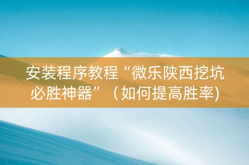 安装程序教程“微乐陕西挖坑必胜神器”（如何提高胜率)