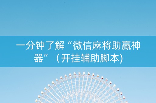 一分钟了解“微信麻将助赢神器”（开挂辅助脚本)
