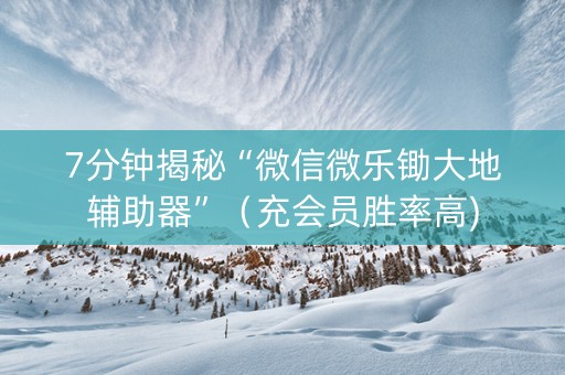 7分钟揭秘“微信微乐锄大地辅助器”（充会员胜率高)