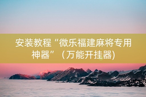 安装教程“微乐福建麻将专用神器”（万能开挂器)