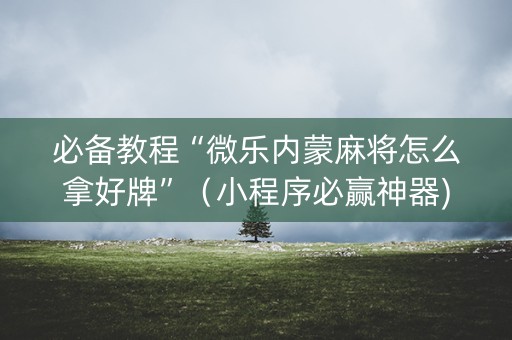 必备教程“微乐内蒙麻将怎么拿好牌”（小程序必赢神器)