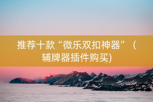 推荐十款“微乐双扣神器”（辅牌器插件购买)