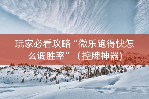 玩家必看攻略“微乐跑得快怎么调胜率”（控牌神器)