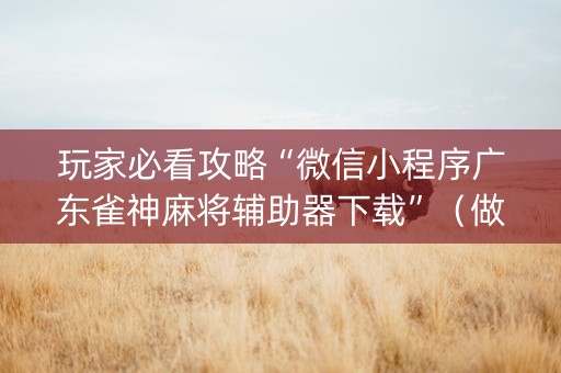 玩家必看攻略“微信小程序广东雀神麻将辅助器下载”（做弊器软件下载)