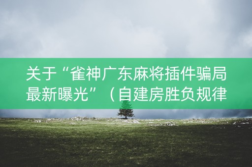关于“雀神广东麻将插件骗局最新曝光”（自建房胜负规律)