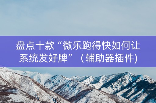 盘点十款“微乐跑得快如何让系统发好牌”（辅助器插件)