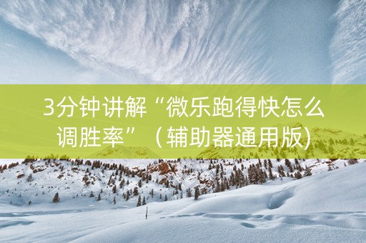 3分钟讲解“微乐跑得快怎么调胜率”（辅助器通用版)