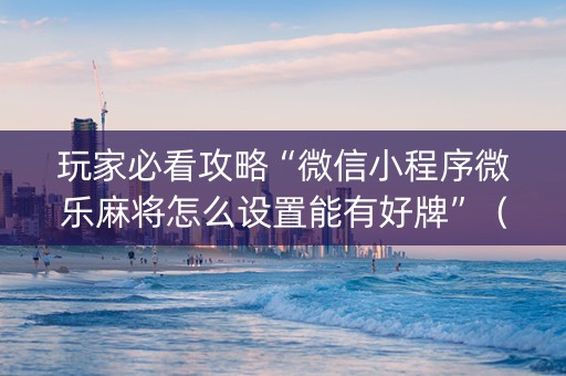 玩家必看攻略“微信小程序微乐麻将怎么设置能有好牌”（装挂怎么安装)