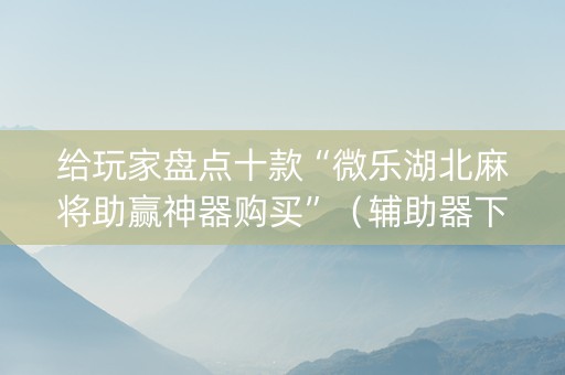给玩家盘点十款“微乐湖北麻将助赢神器购买”（辅助器下载)