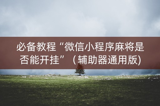 必备教程“微信小程序麻将是否能开挂”（辅助器通用版)