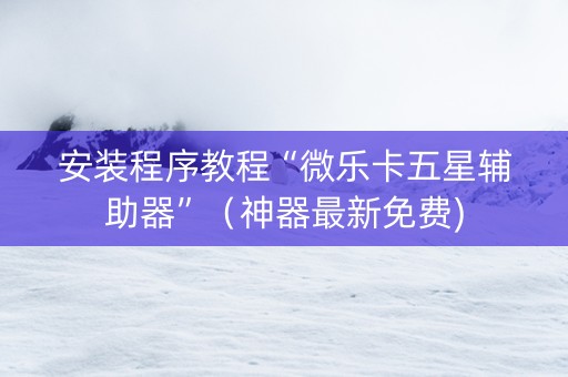 安装程序教程“微乐卡五星辅助器”（神器最新免费)