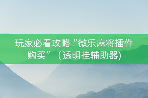 玩家必看攻略“微乐麻将插件购买”（透明挂辅助器)