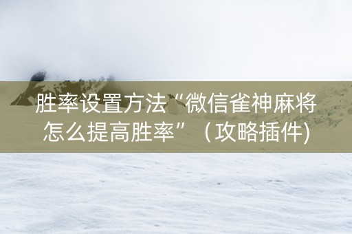 胜率设置方法“微信雀神麻将怎么提高胜率”（攻略插件)