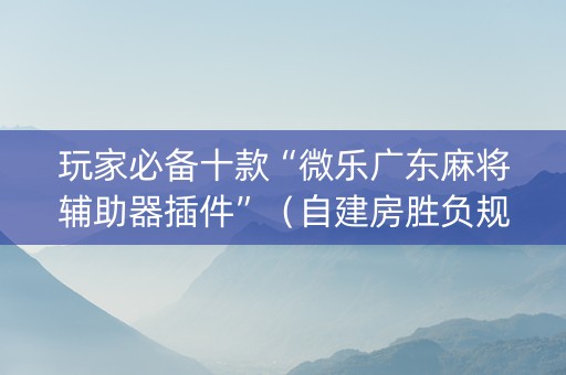 玩家必备十款“微乐广东麻将辅助器插件”（自建房胜负规律)