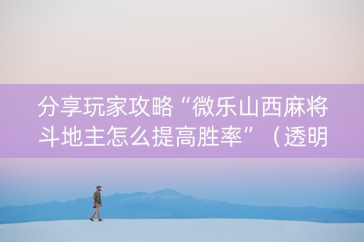 分享玩家攻略“微乐山西麻将斗地主怎么提高胜率”（透明挂辅助器)