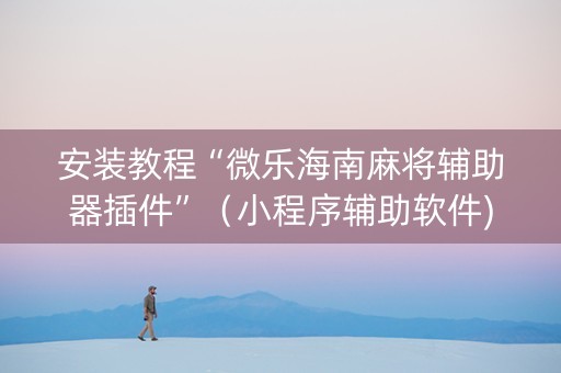 安装教程“微乐海南麻将辅助器插件”（小程序辅助软件)