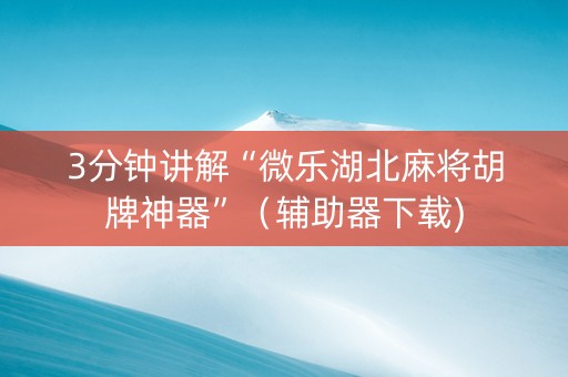 3分钟讲解“微乐湖北麻将胡牌神器”（辅助器下载)