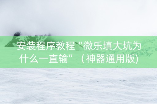 安装程序教程“微乐填大坑为什么一直输”（神器通用版)