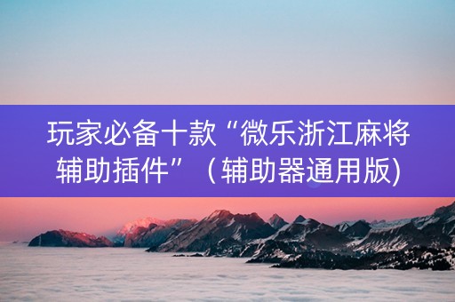 玩家必备十款“微乐浙江麻将辅助插件”（辅助器通用版)