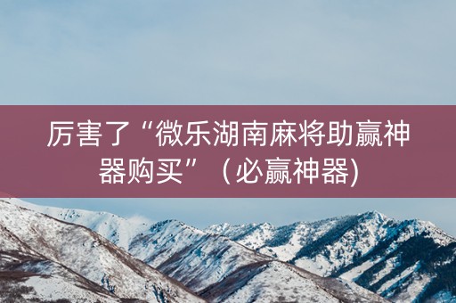 厉害了“微乐湖南麻将助赢神器购买”（必赢神器)