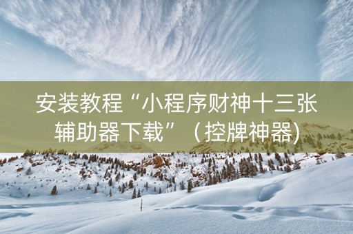 安装教程“小程序财神十三张辅助器下载”（控牌神器)