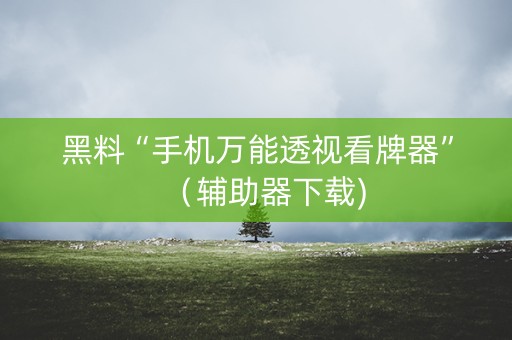 黑料“手机万能透视看牌器”（辅助器下载)