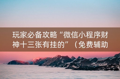玩家必备攻略“微信小程序财神十三张有挂的”（免费辅助)