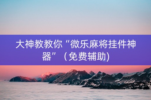 大神教教你“微乐麻将挂件神器”（免费辅助)