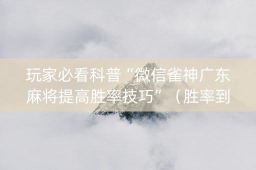 玩家必看科普“微信雀神广东麻将提高胜率技巧”（胜率到哪调)
