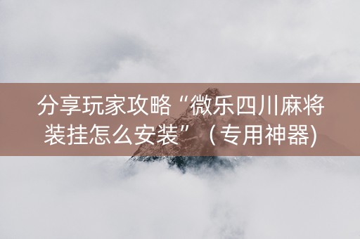 分享玩家攻略“微乐四川麻将装挂怎么安装”（专用神器)