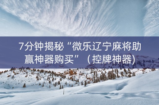 7分钟揭秘“微乐辽宁麻将助赢神器购买”（控牌神器)