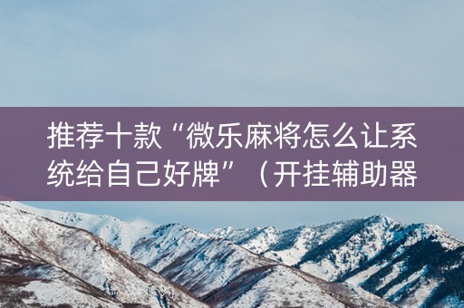 推荐十款“微乐麻将怎么让系统给自己好牌”（开挂辅助器插件)