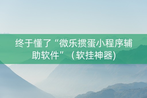 终于懂了“微乐掼蛋小程序辅助软件”（软挂神器)