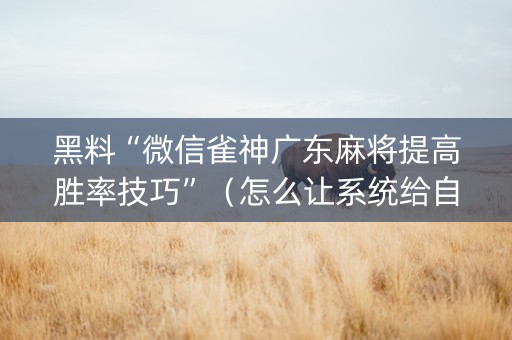 黑料“微信雀神广东麻将提高胜率技巧”（怎么让系统给自己好牌)