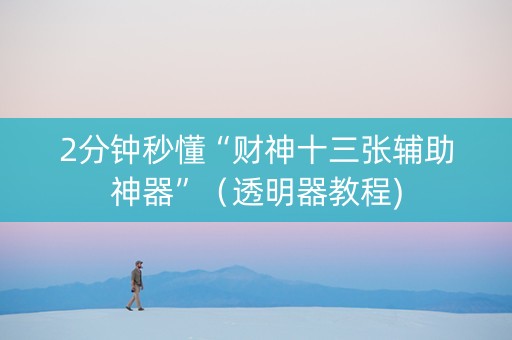 2分钟秒懂“财神十三张辅助神器”（透明器教程)