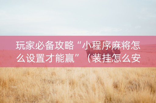 玩家必备攻略“小程序麻将怎么设置才能赢”（装挂怎么安装)