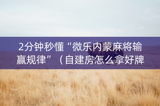 2分钟秒懂“微乐内蒙麻将输赢规律”（自建房怎么拿好牌)