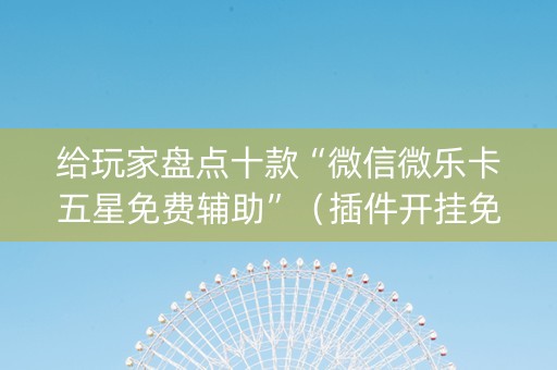 给玩家盘点十款“微信微乐卡五星免费辅助”（插件开挂免费AI)