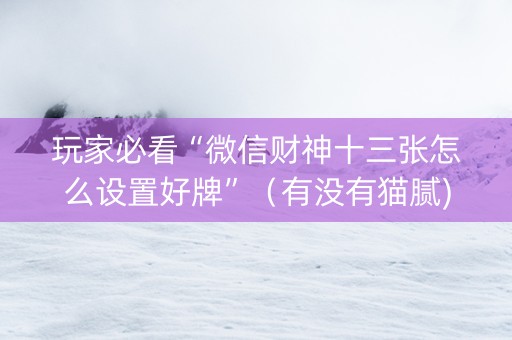 玩家必看“微信财神十三张怎么设置好牌”（有没有猫腻)