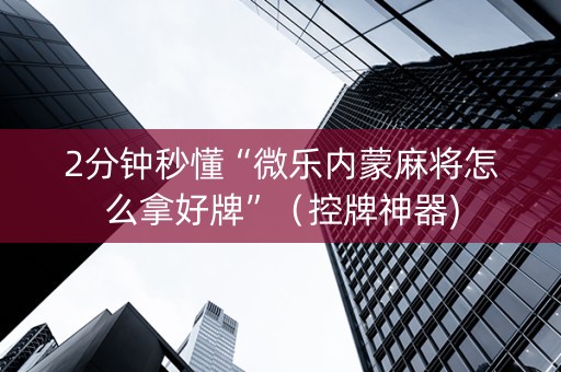 2分钟秒懂“微乐内蒙麻将怎么拿好牌”（控牌神器)