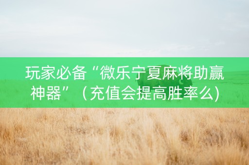 玩家必备“微乐宁夏麻将助赢神器”（充值会提高胜率么)
