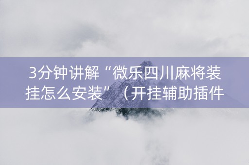 3分钟讲解“微乐四川麻将装挂怎么安装”（开挂辅助插件)