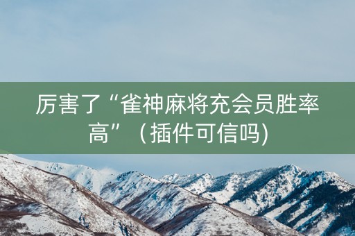 厉害了“雀神麻将充会员胜率高”（插件可信吗)