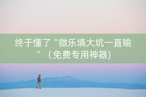 终于懂了“微乐填大坑一直输”（免费专用神器)