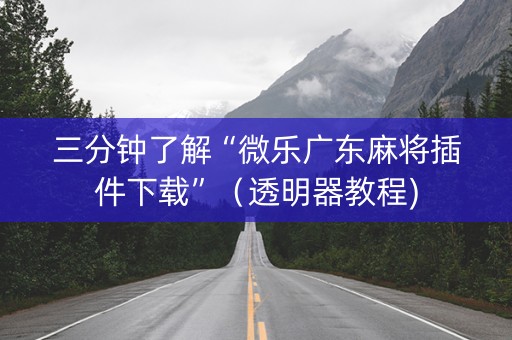 三分钟了解“微乐广东麻将插件下载”（透明器教程)